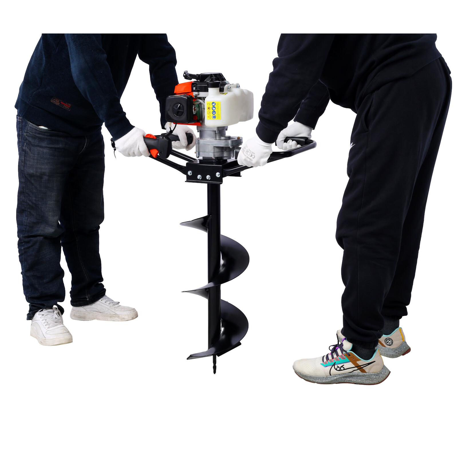 63cc Gas Powered Auger Post Hole Digger 2 Person Handle w/ 6" 10" Drill Bits