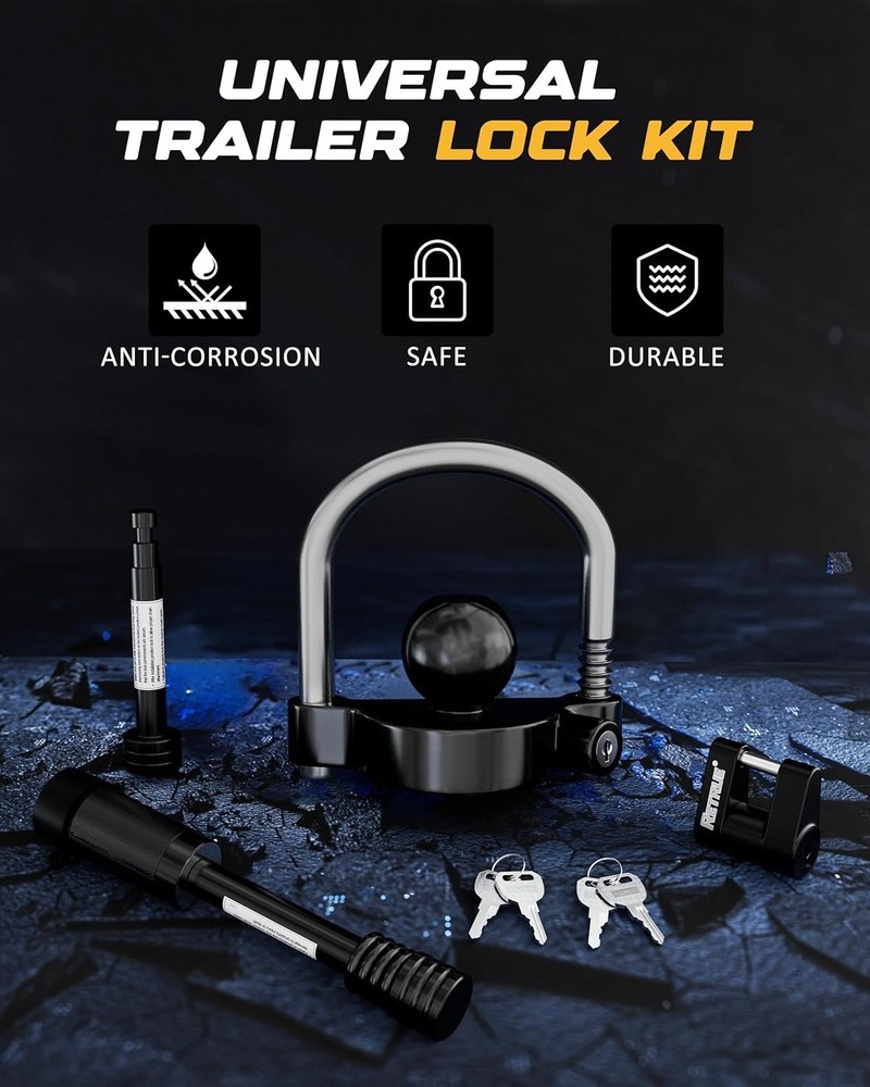 Keyed Alike Trailer Lock Set Tow & Store Lock Kit Include Universal Coupler Lock