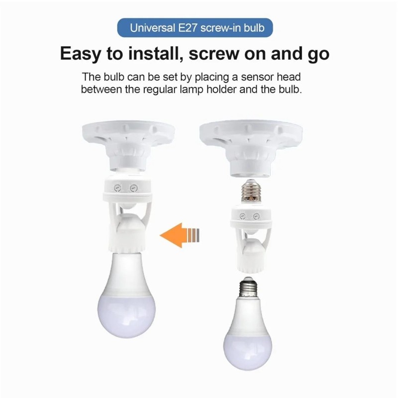 10-Pack E26/E27 Smart Motion Sensor Light Socket Adapter, Auto On/Off Screw-In
