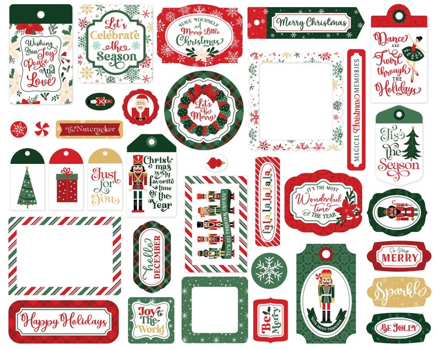Echo Park Paper NUTCRACKER CHRISTMAS Frames & Tags Die Cut Cardstock Pieces