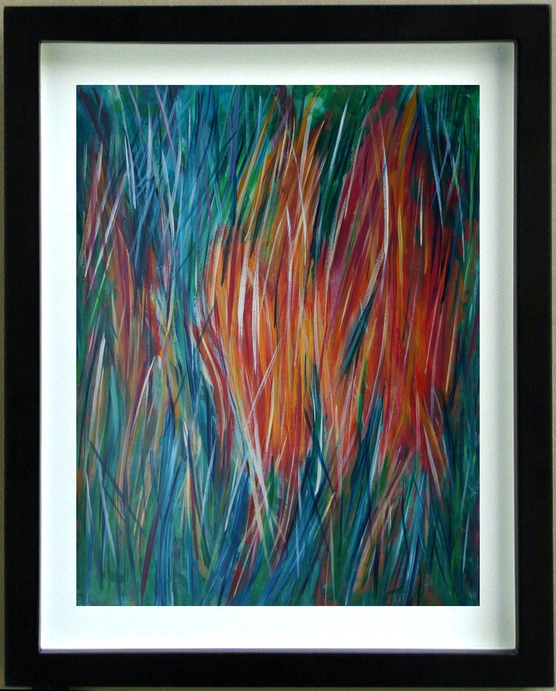 Acrylic on Paper Abstract Composition Signed TEMPE (20th)