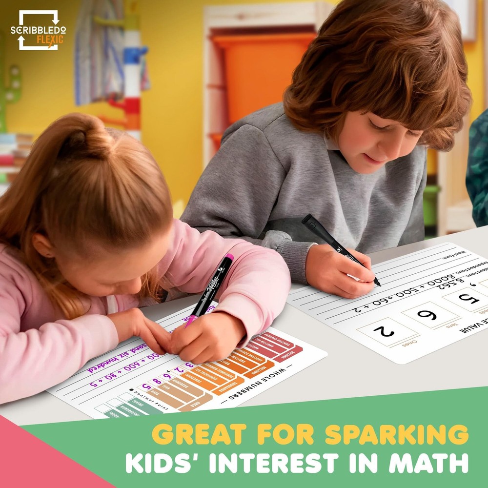 SCRIBBLEDO Place Value Chart Math Practice 9”x12” Small White Board