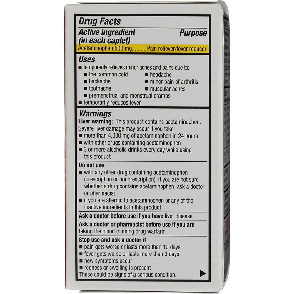 3 Pack Quality Choice Extra Strength Acetaminophen Caplets, 500 mg, 100 Ct