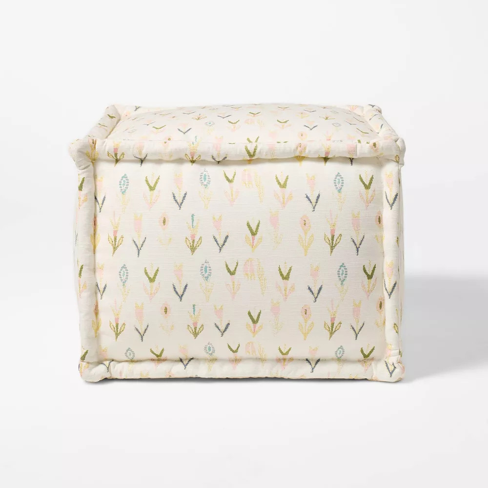 Woven Cotton Printed Pouf Ottoman - Threshold designed with Studio McGee