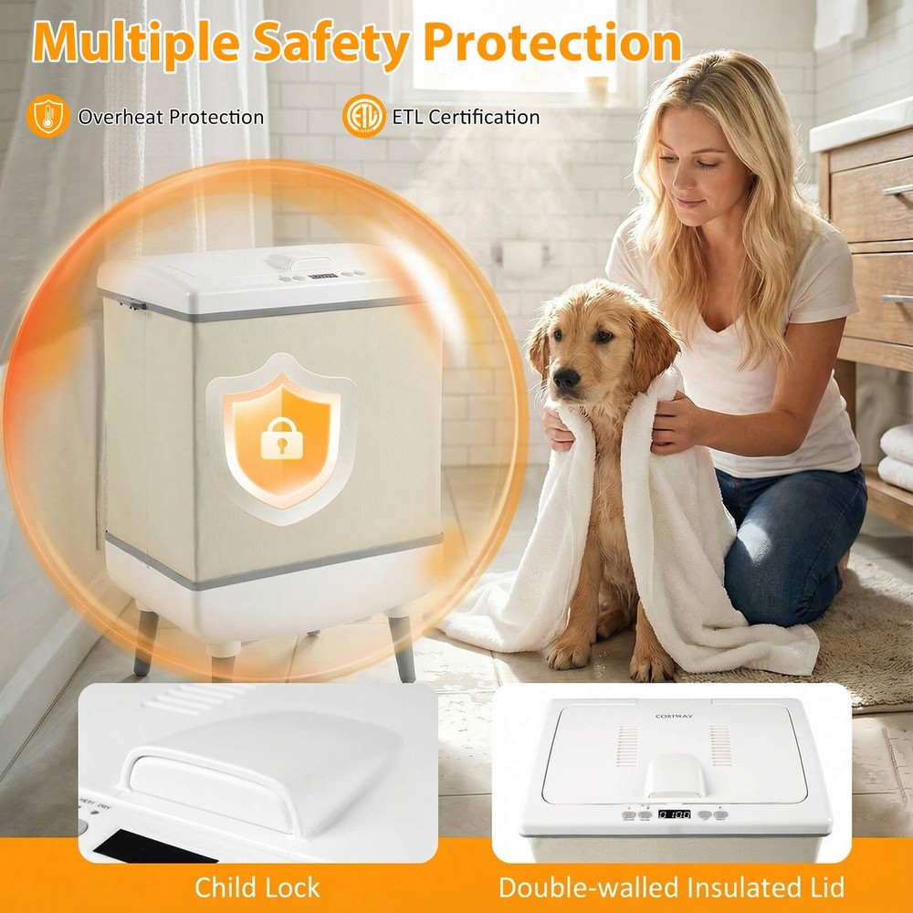 35L Large Blanket Warmer w/ Heating & Drying Modes, 24H Timer, Delay, Child Lock