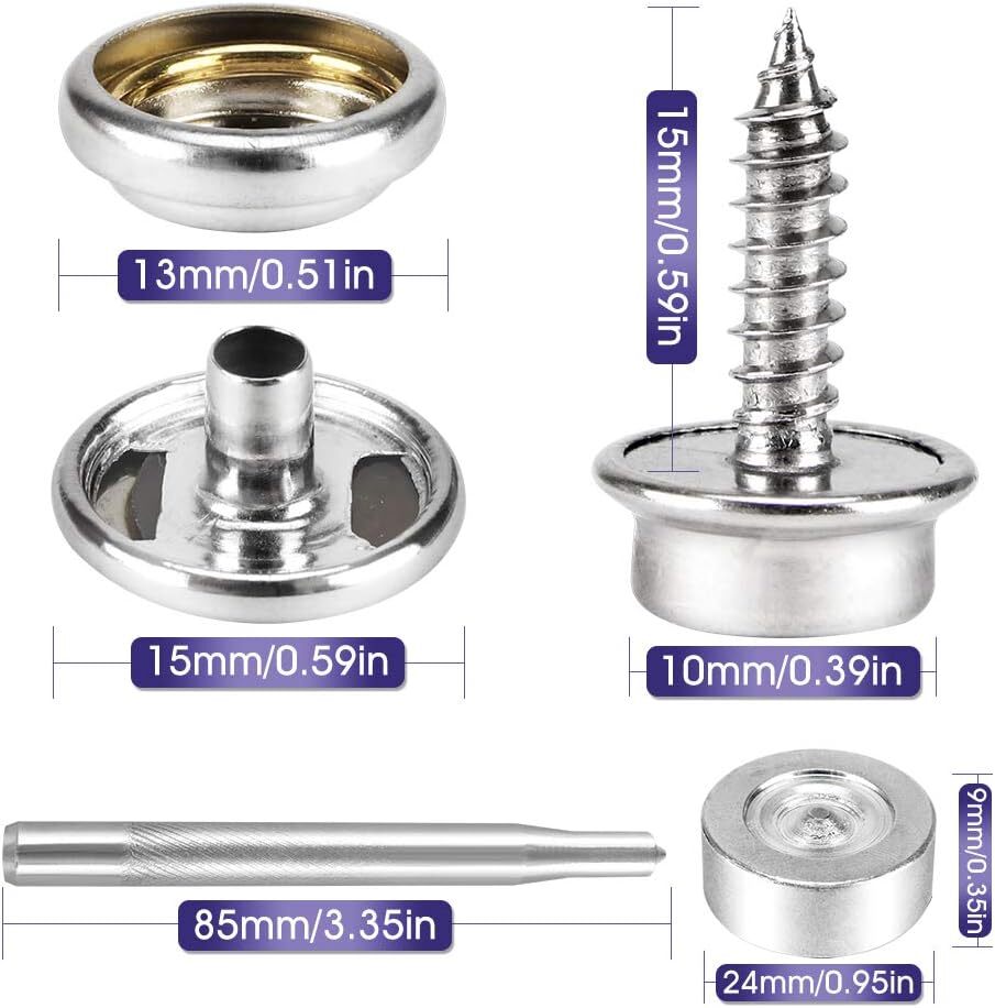 150 PCS Marine Canvas Snap Button Fastener Kit Upholstery Boat Cover Snap Button