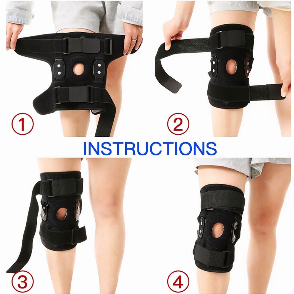 Knee Brace Hinged Compression Sleeve Joint Support Open Patella Stabilizer Wrap