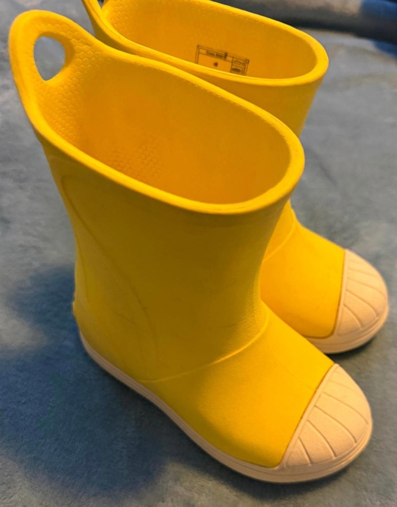 Yellow Crocs Rain Boots with Handle Loops