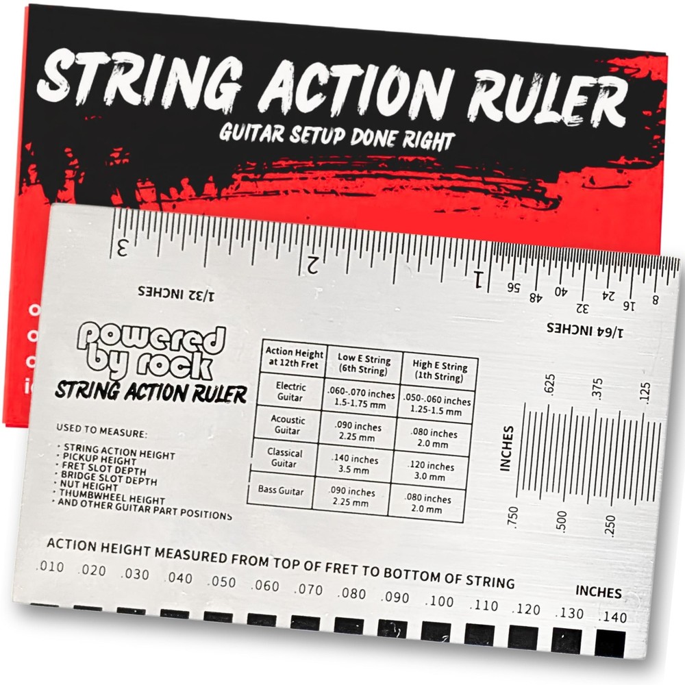 String Action Gauge for Guitars - Precision Setup Tool for Accurate Neck Reli...