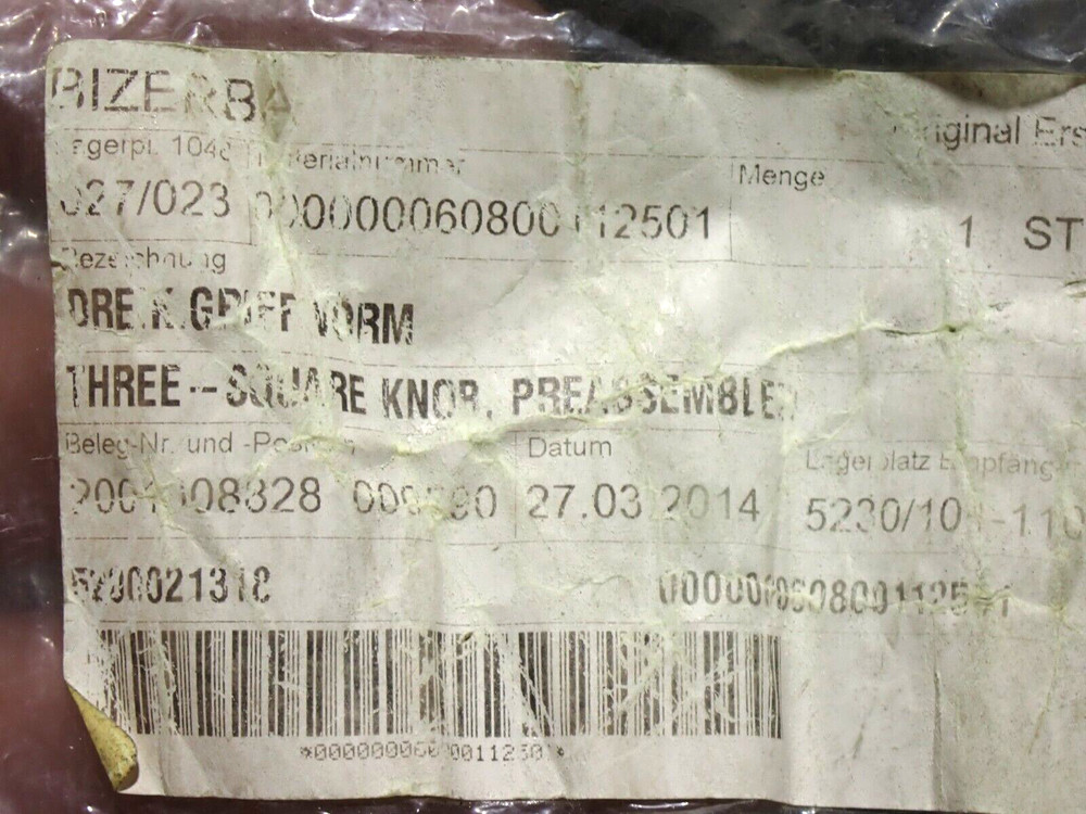 BIZERB 60800112501 THREE SQUARE KNOB SHAFT ASSEMBLY