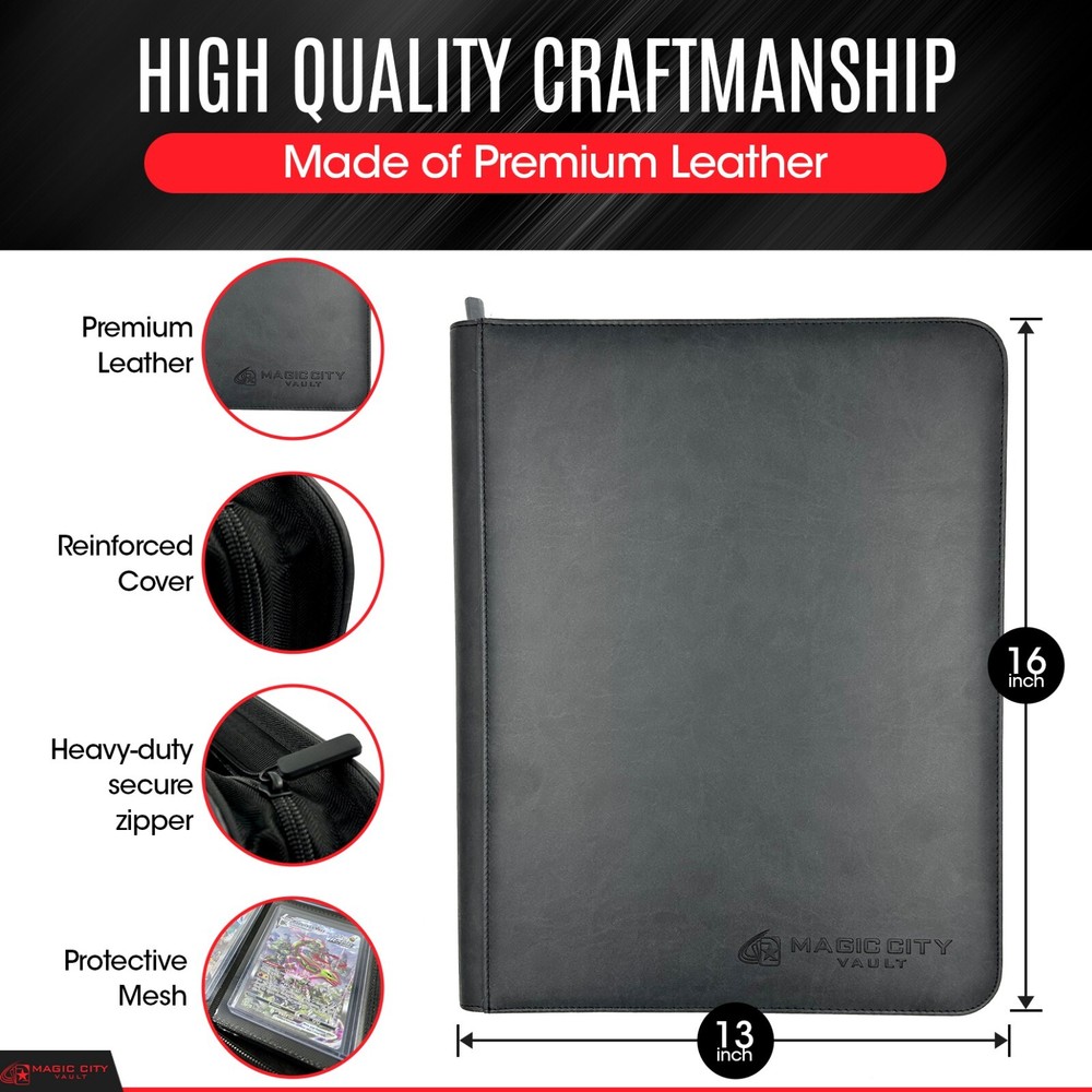 Magic City Vault | Leather TopLoader Binder | Holds 252 Standard 3”x4” Toploader