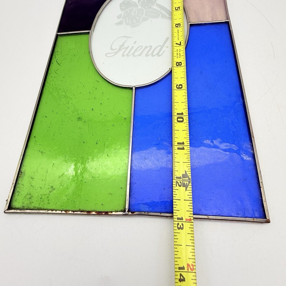 “Friend” Rectangular Stained Glass Suncatcher