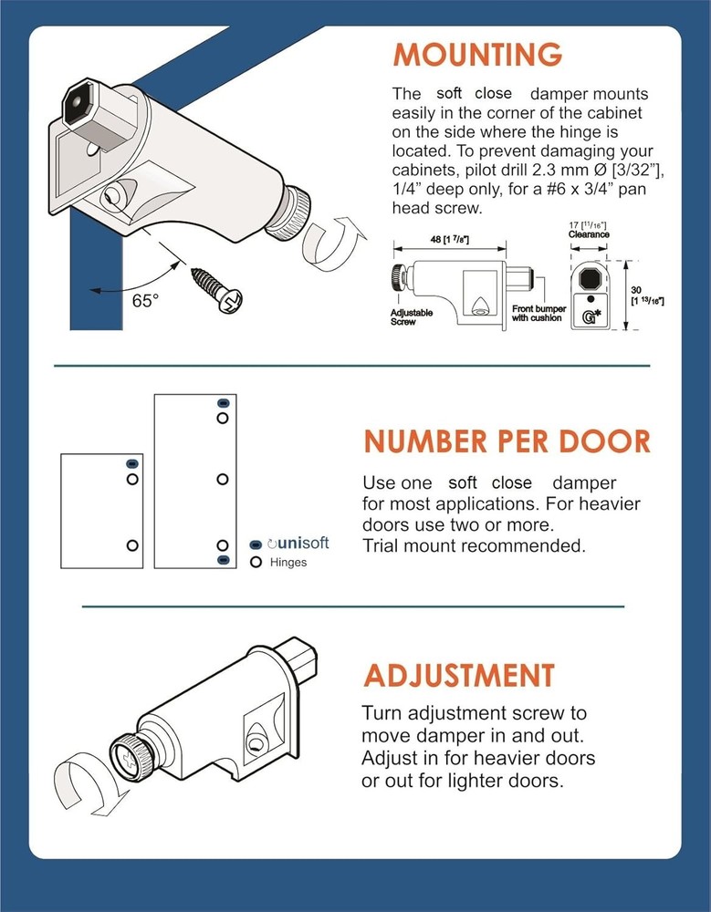 10 Pack Hardware Soft Close Damper Cabinet Doors/Compact/SoftClose Cabinet