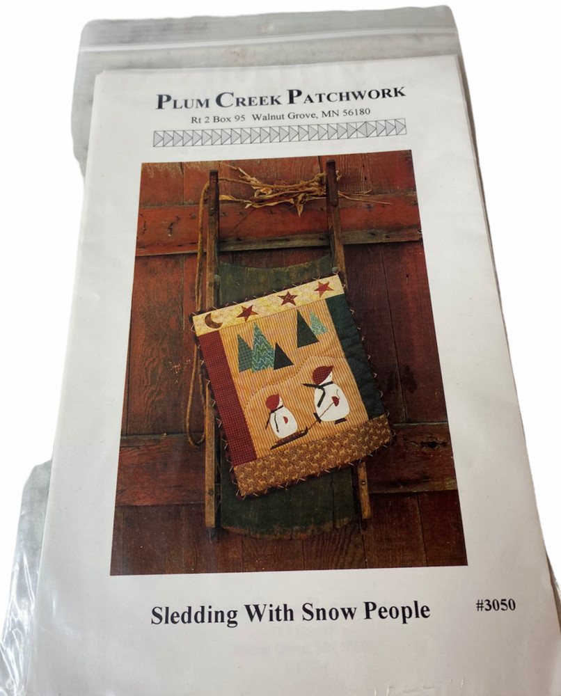 SLEDDING WITH SNOW PEOPLE Wall Quilt Applique Pattern PLUM CREEK PATCHWORK