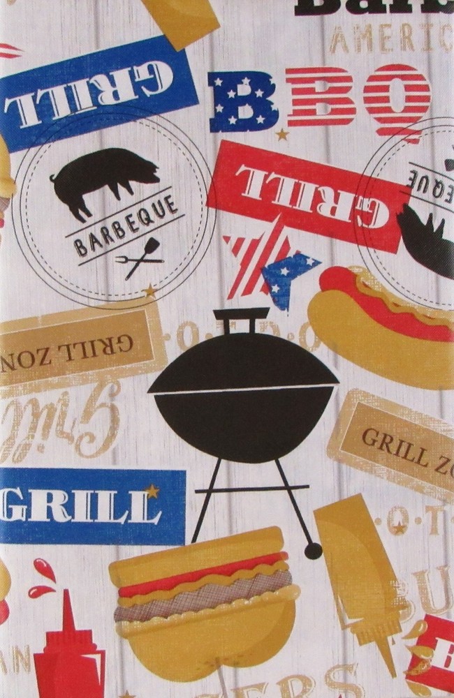 Grill Zone BBQ Vinyl Flannel Back Tablecloth-Var Sizes