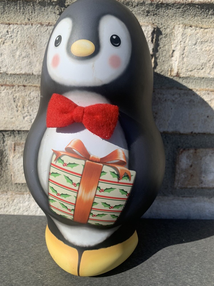Penguin Christmas Tin 9" Tall