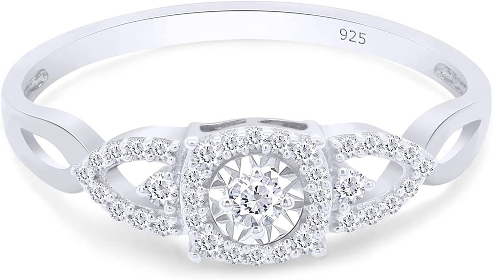 1/4ct Infinity Split Shank Promise Ring Natural Round Diamond Sterling Silver