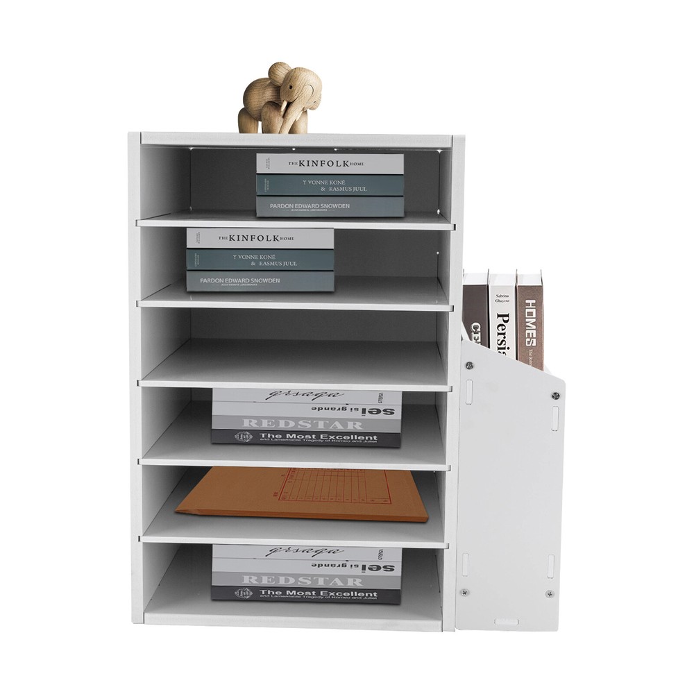 White Desktop Organizer Desktop File Holder File Organizer Modern Rectangular