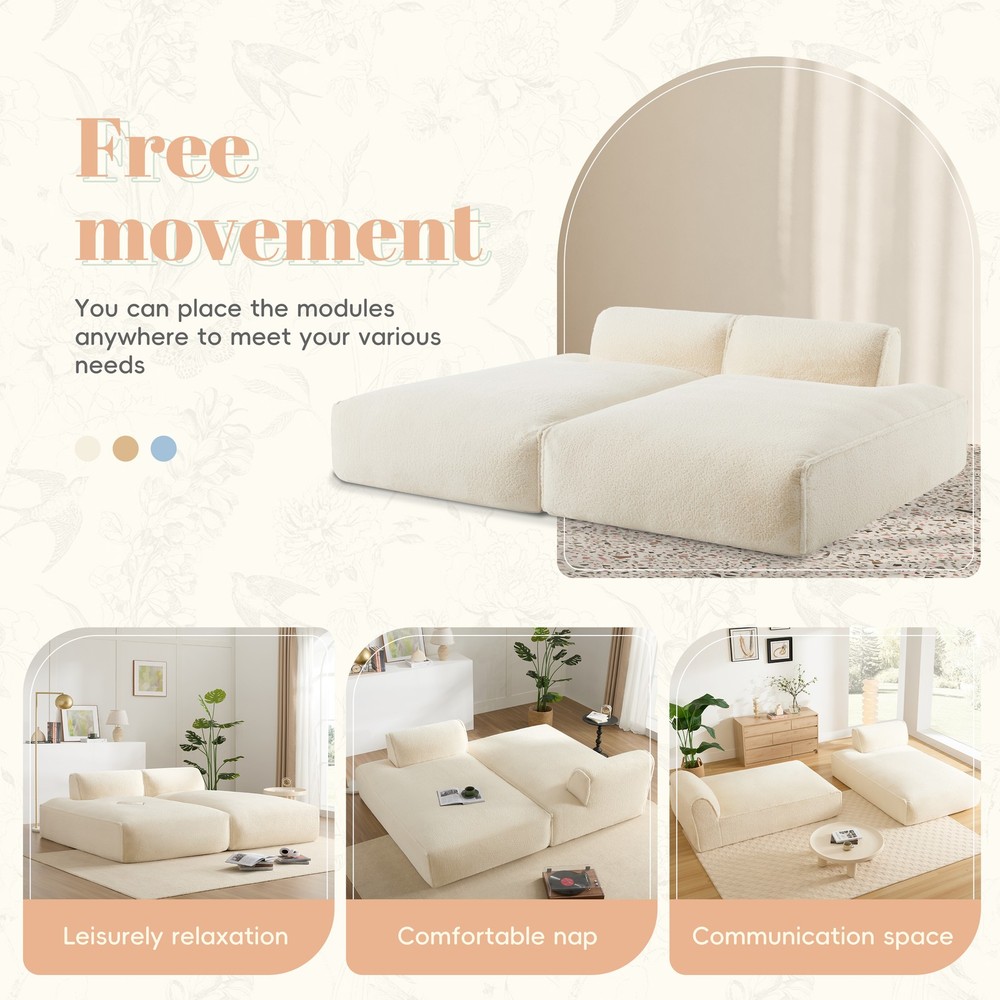 72"Oversized Modular Sofa,Fully Compressed,Left-handed face,Spacious Foam-Fille