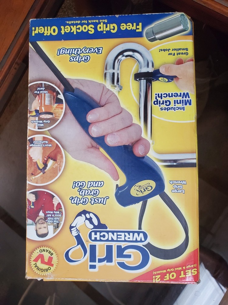 2-pc. GRIP WRENCH SET, ADJUSTABLE RUBBER STRAP