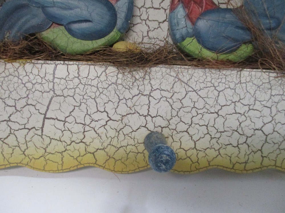 Wood Rooster Design Coat Rack with 3 Hooks