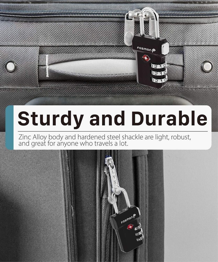 Multi-Purpose TSA Approved Lock - 3 Digit Resettable Combination Padlock