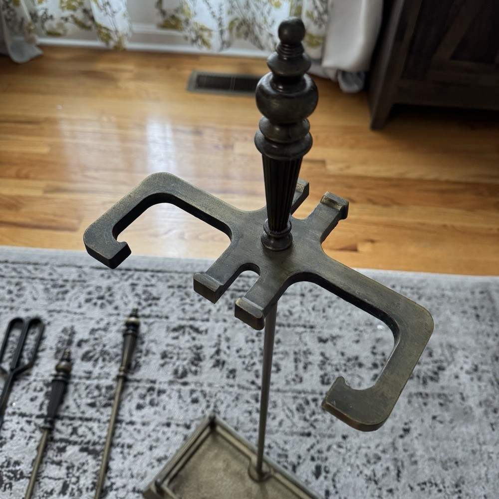 Vintage Brass 5 Pc Fireplace Tool Set