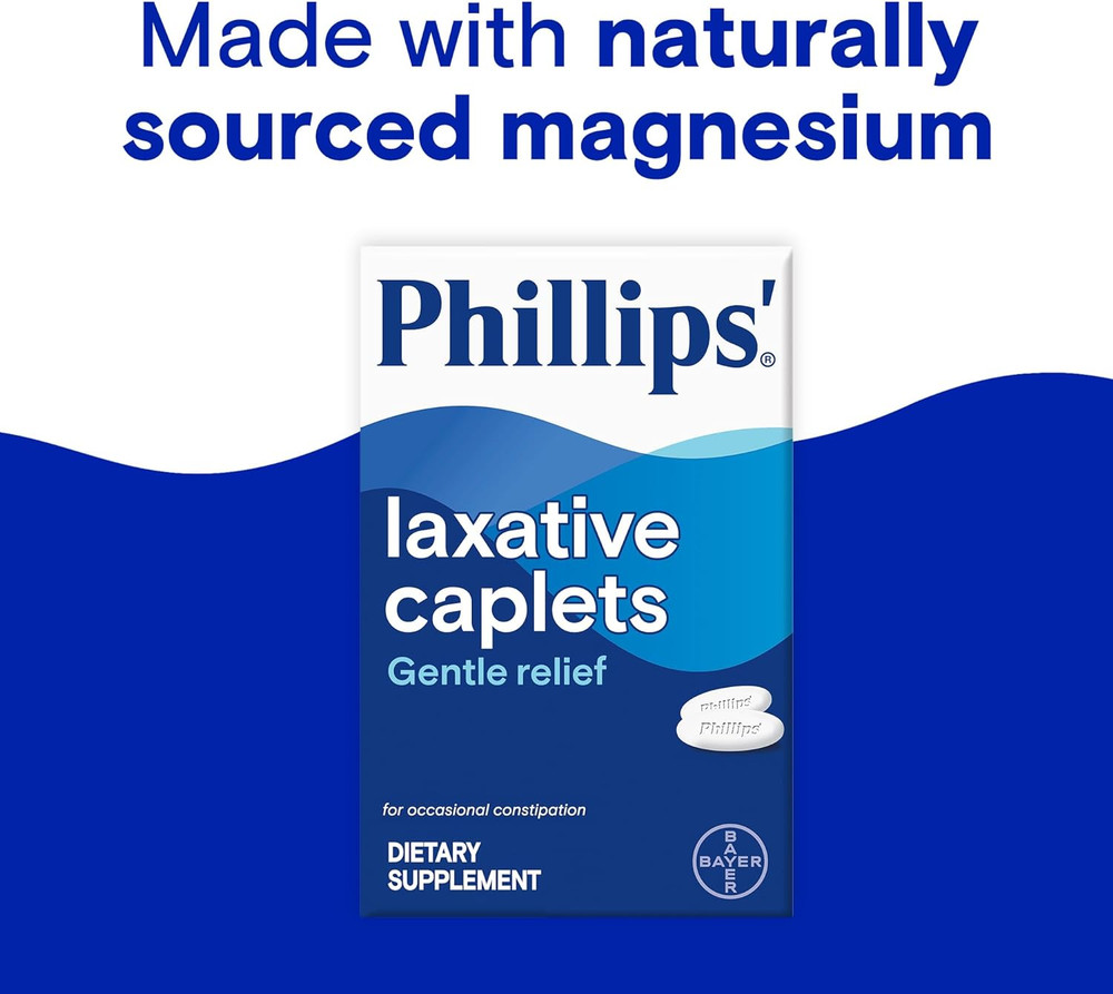 Phillips' Laxative Caplets, with Naturally Sourced Magnesium Supplement