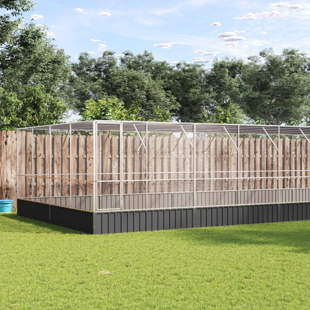 Aviary Silver and anthracite Galvanized steel Large Aviary