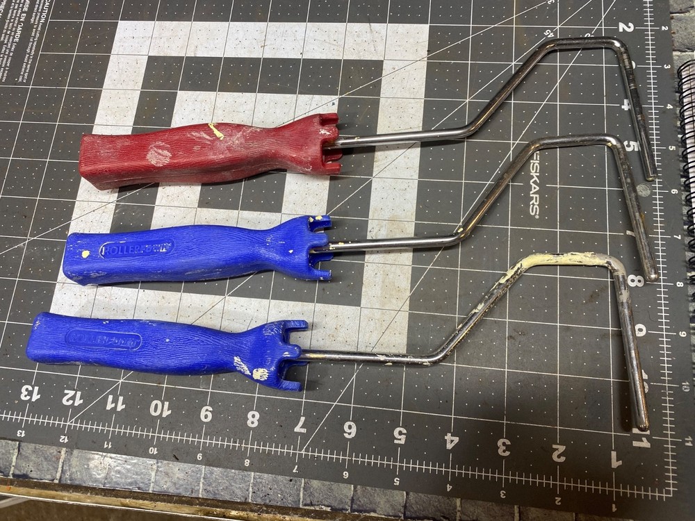 Three Paint Rollers for 3" Rolls  with threaded ends for broom handle
