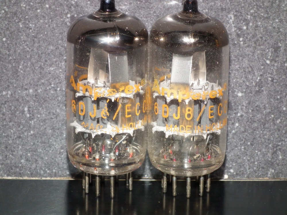 6DJ8 ECC88 Amperex PQ Holland Matched Pair Used Tested 95% A Frame Getter