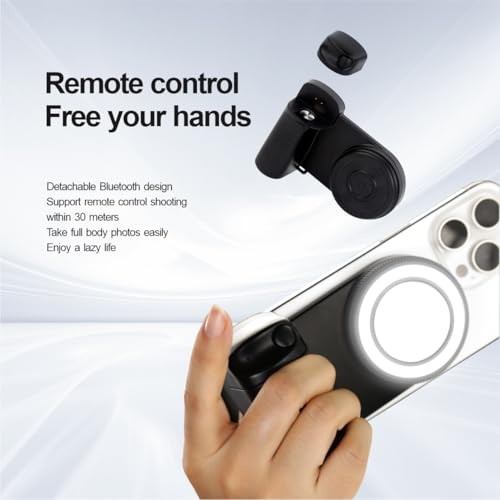 Magnetic Selfie Ring Light Phone Camera Grip Handle with Wireless Bluetooth