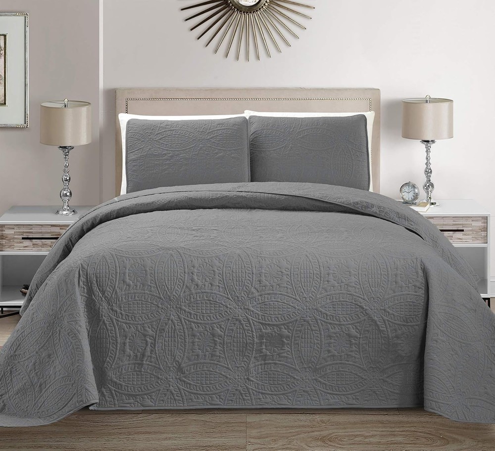 Fancy Collection Embossed Coverlet Bedspread Over Size Set