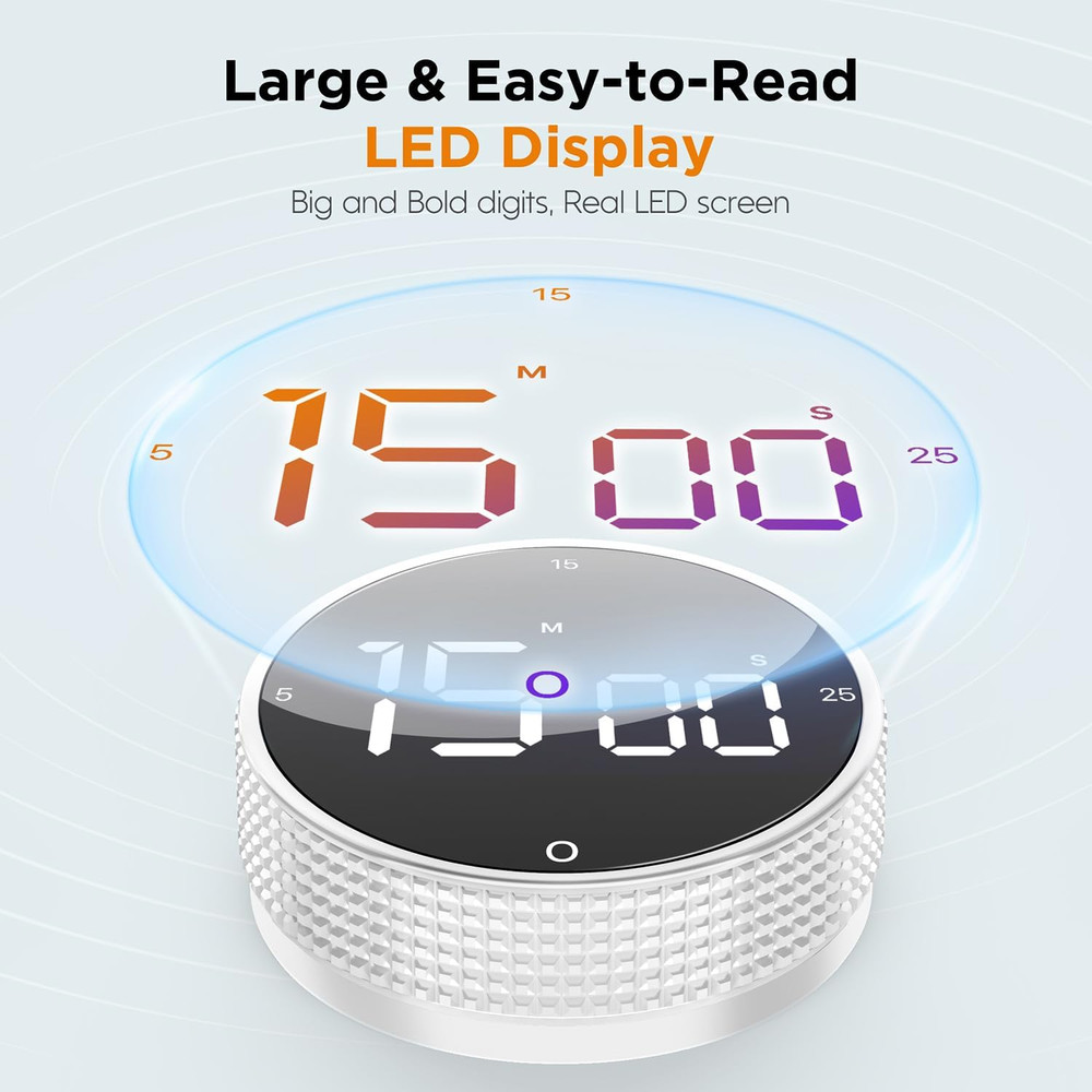 Upgrade Digital Kitchen Timer - Magnetic Countdown Countup Visual Pomodoro Timer
