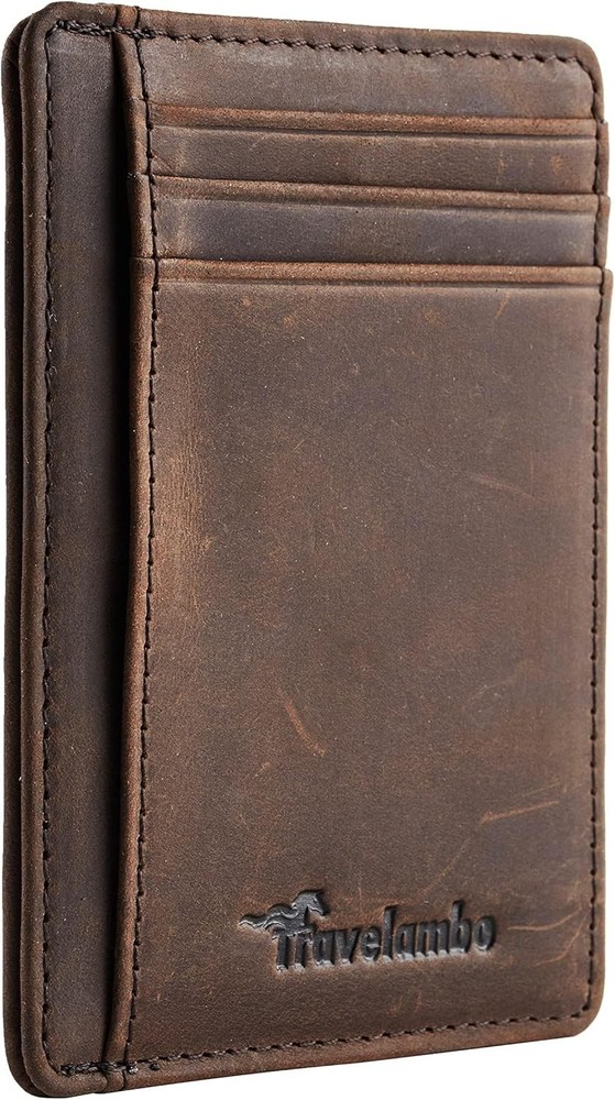 Slim Wallet Front Pocket Minimalist Leather RFID Blocking Medium Size