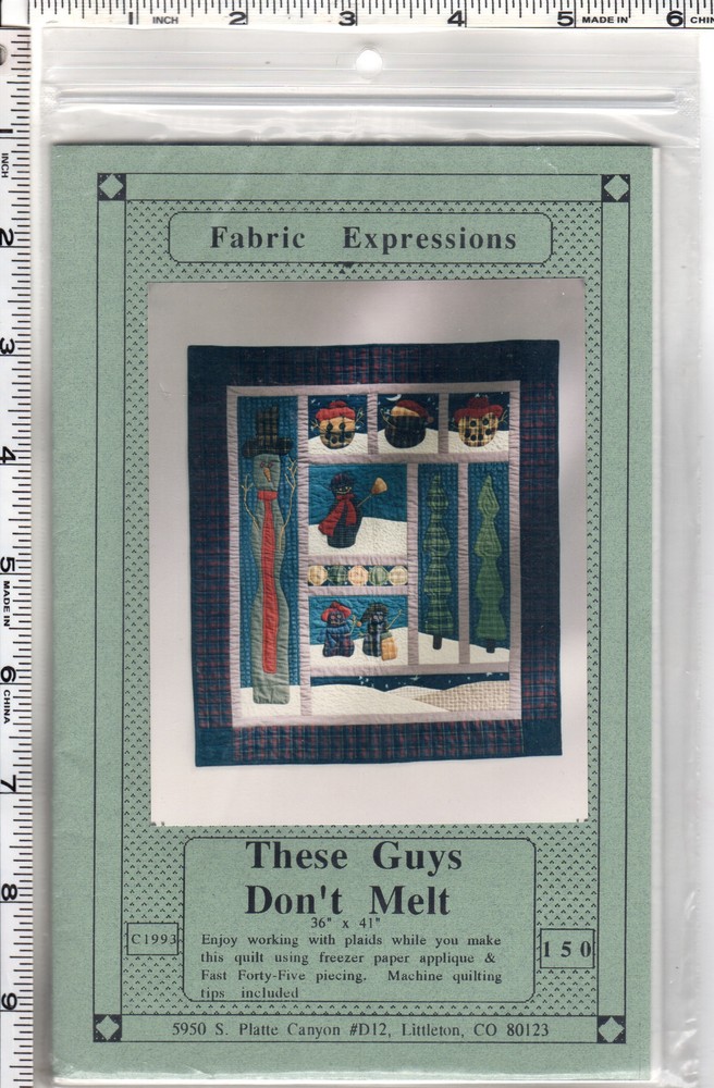 Fabric Expressions Quilt Piecing Applique Pattern # 150 "These Guys Don't Melt"