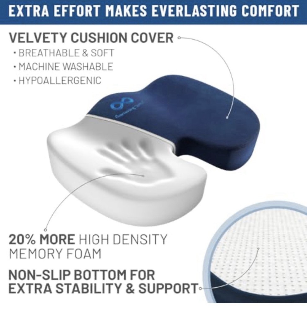 Everlasting Comfort Memory Foam Seat Standard 100 Tailbone Sciatica Relief