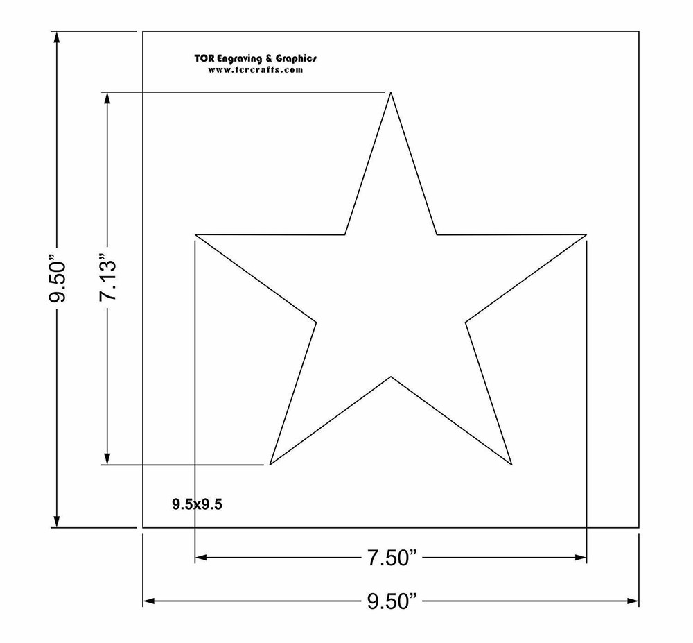 Single Star Stencil 14 Mil -9.5" X 9.5" Overall
