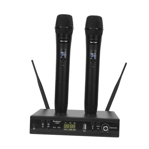 Wireless Microphone System, Dual Wireless Mics, Microphone for Singing,