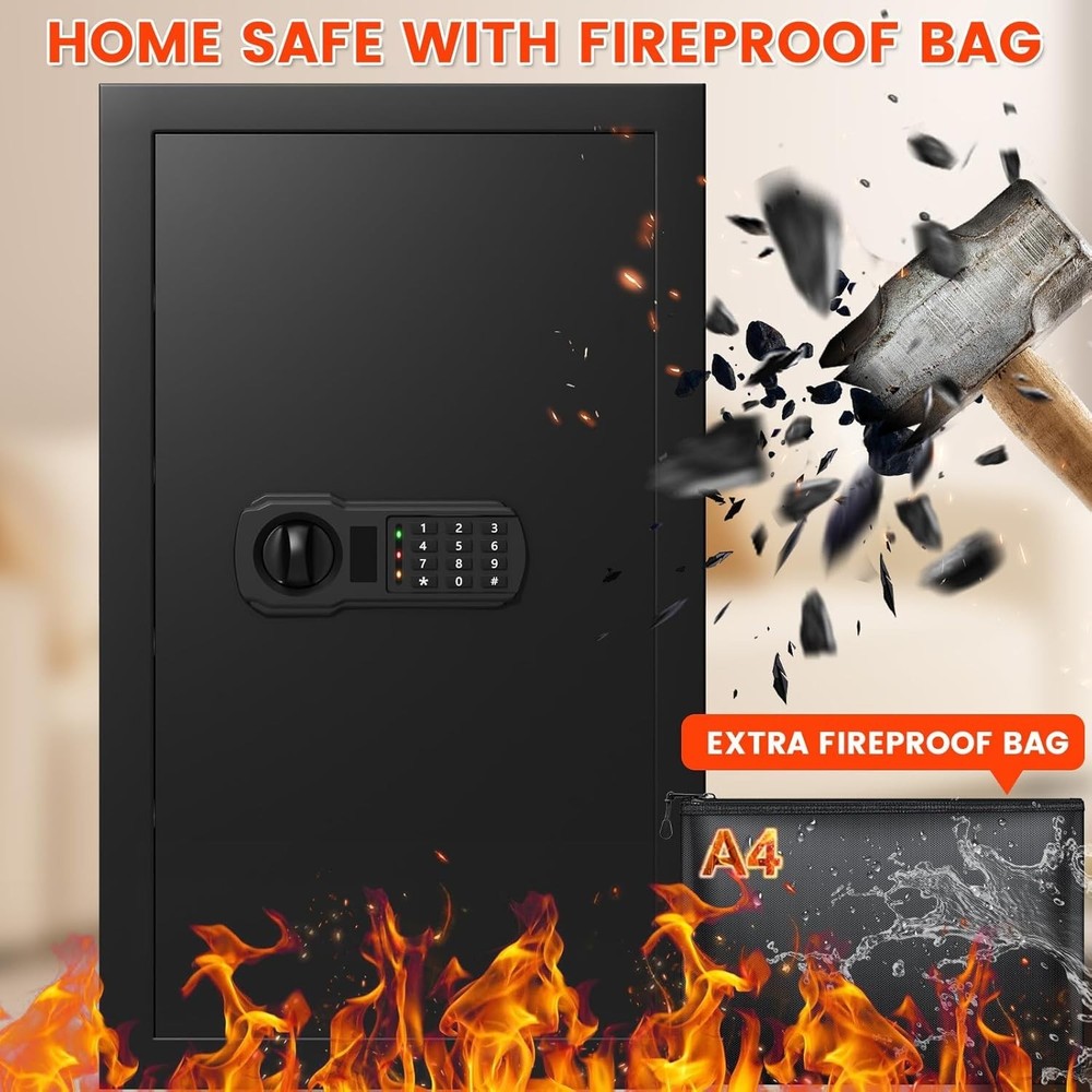 4.5 Cubic Large Fireproof Safe Box with Fireproof Document Bag, Personal Securit