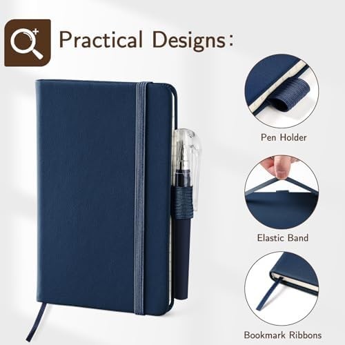 4 Pack Small Notebook Pocket Notebook, A6 Mini Leather Hardcover Journal,