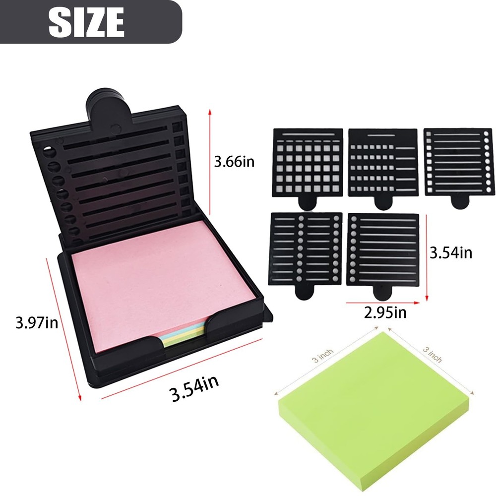 2025 New Sticky Note Stencil, Sticky Note Holder with Five Templates, Suitabl...