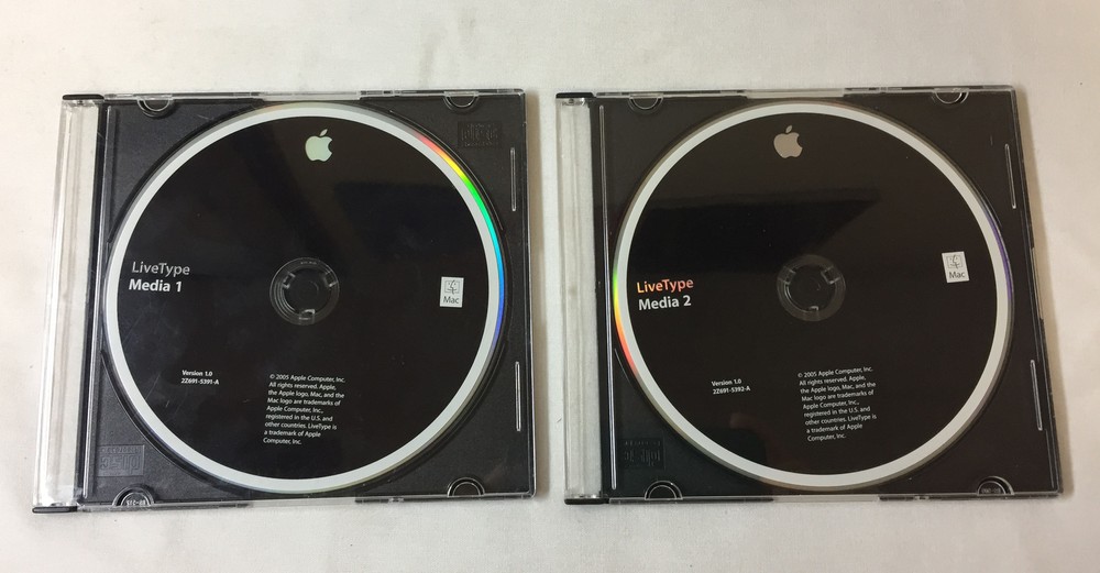 Apple LIVETYPE MEDIA 1 and 2 Version 1.0 replacement discs