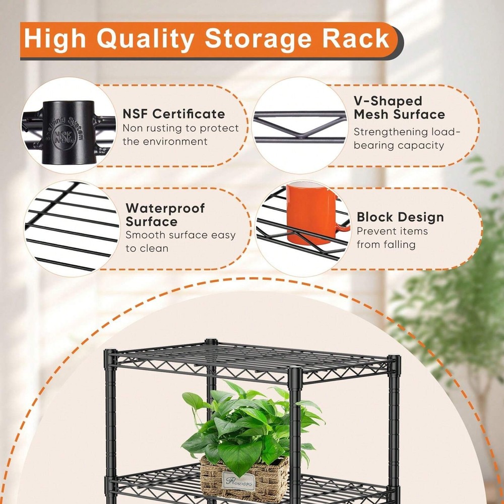 3 Sizes Storage Shelving Unit, Adjustable Metal Wire Racks Heavy