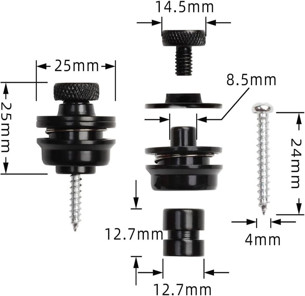 2Pcs - Guitar Strap Lock, Button Quick Install/Release Strap Lock, Guitar Strap