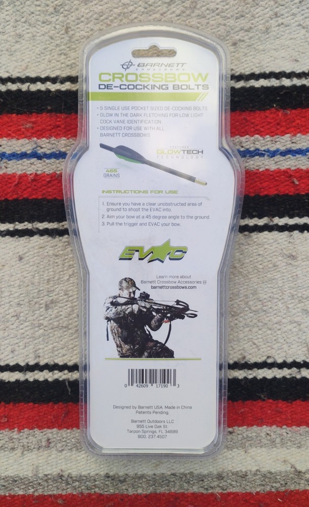Barnett Crossbows De-Cocking Bolts, EVAC GlowTech, Single Use 5-Pack