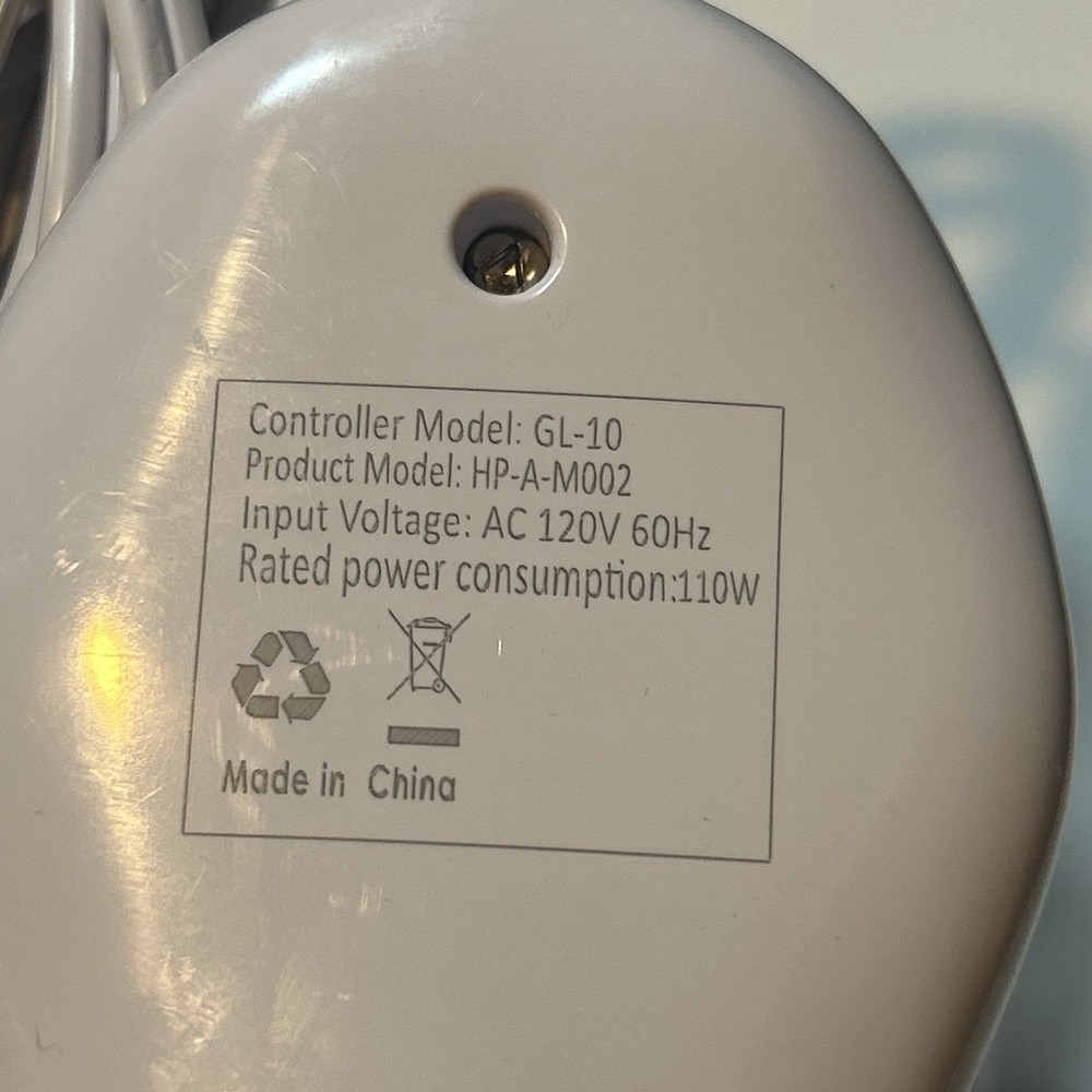 Visage Heating Pad Controller Power Cord GL-10 For Model HP-A-M002