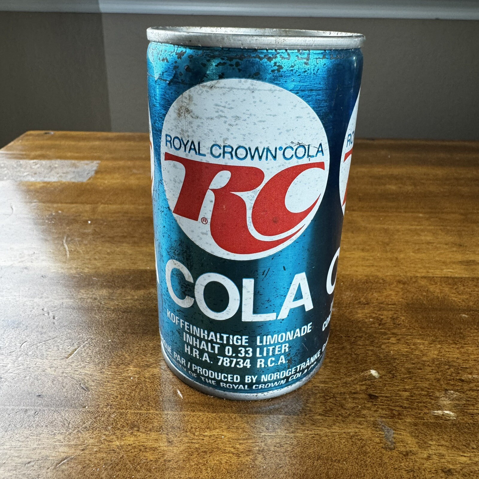 Vintage RC Cola Can Rare Steel Seam Berlin Germany Hergestellt No Top Royal Crwn