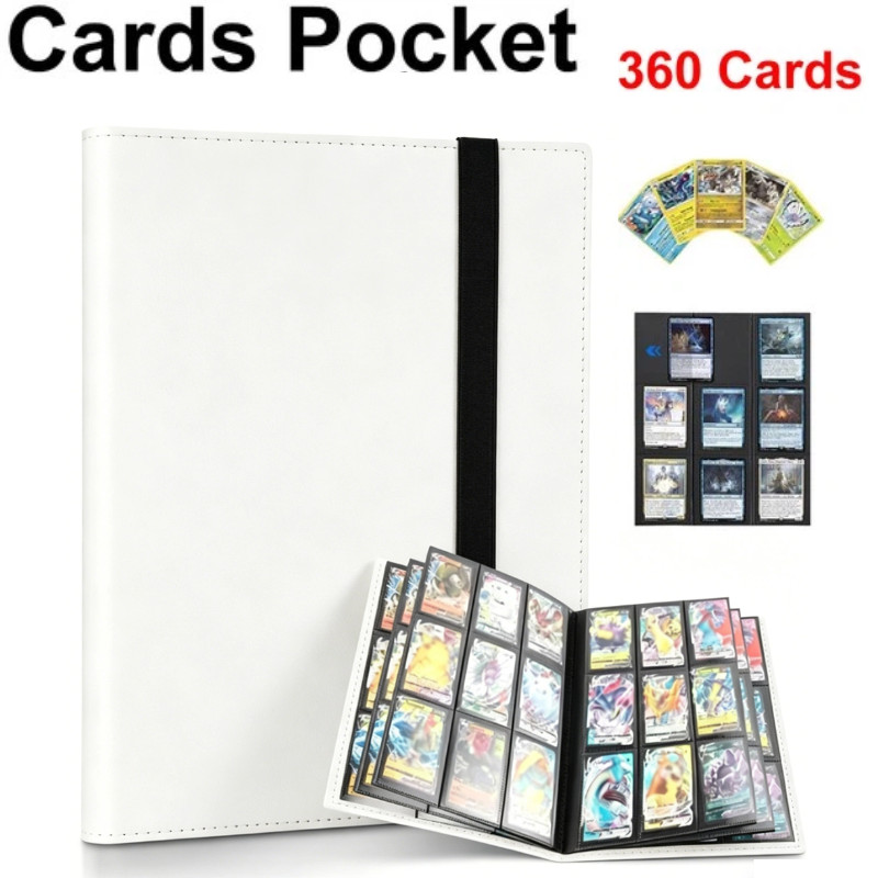 396 Card Pocket Binder with Elastic 9 Pocket Trading Cards Album Folder | White
