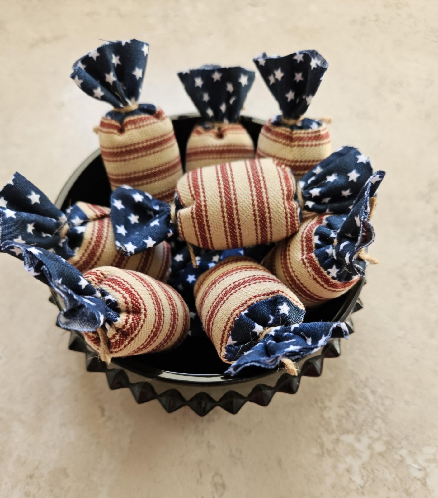 Bowl Filler Americana Patriotic Ornie Fabric 8 Pcs Candy Tier Tray Fabric Decor
